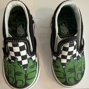 Vans Kids Black and Green Monster Slip-On Sneakers